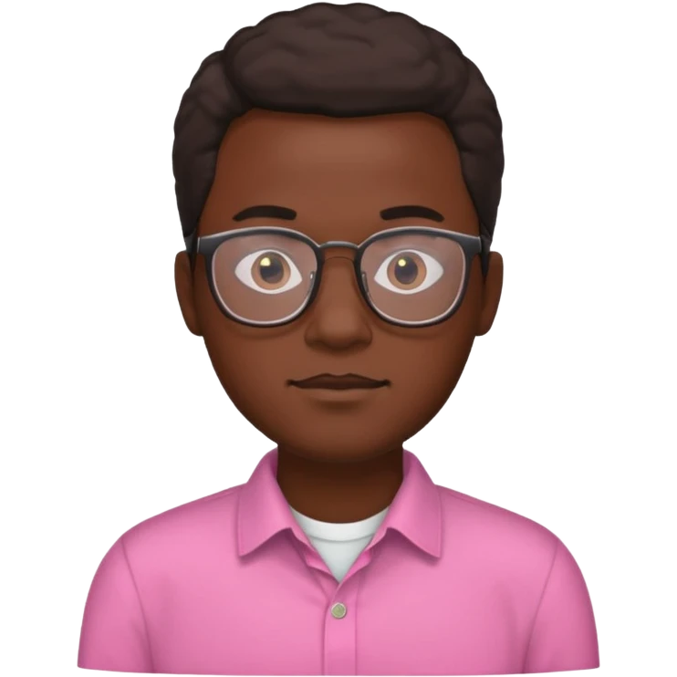 black man with pink shirt, wearing glasses  emoji