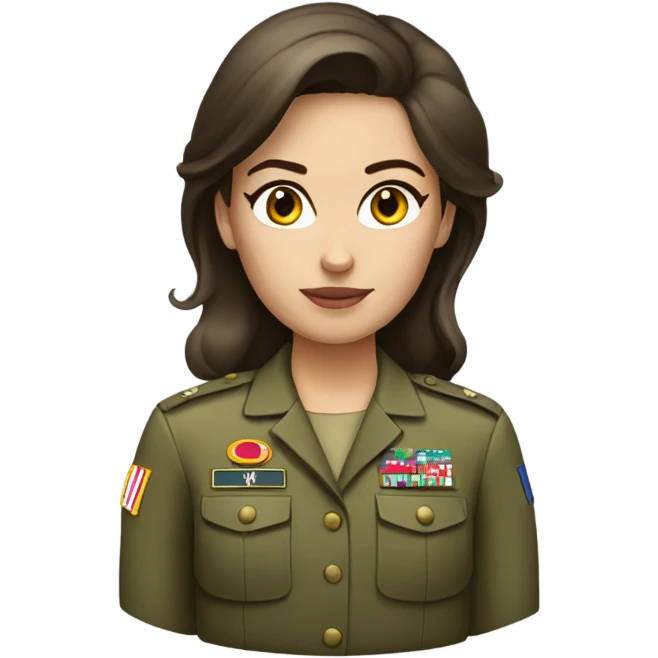 White female brunette army emoji