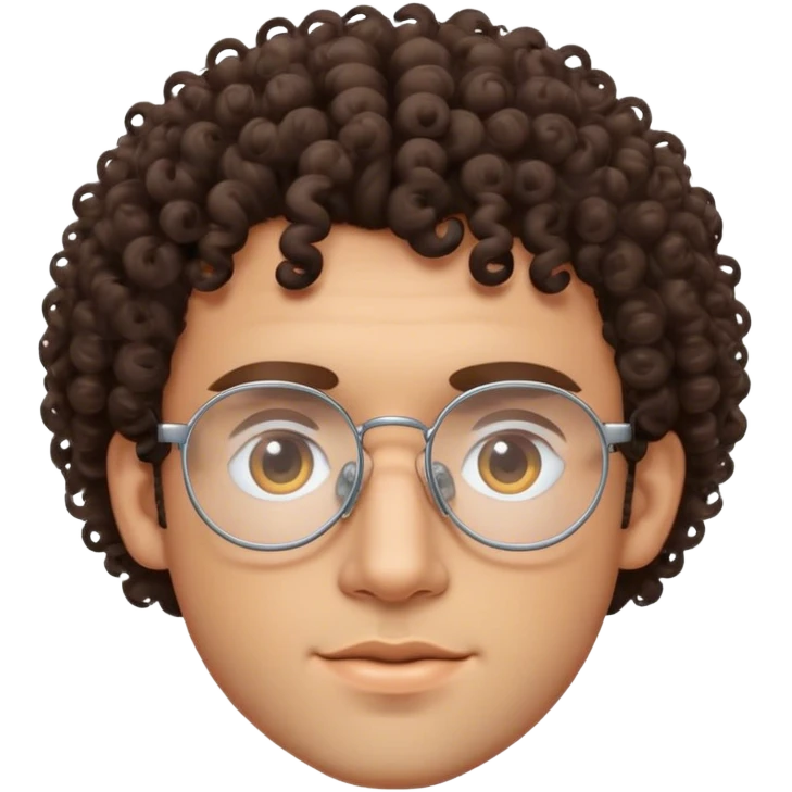brunette curly haired man with wire rimmed glasses emoji