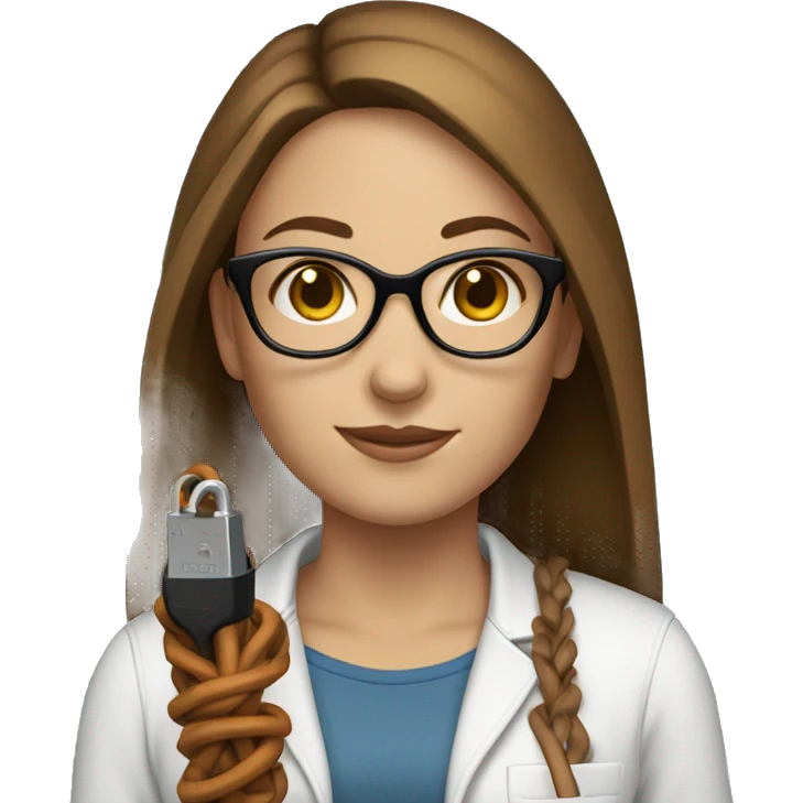 white female, brown straight hair with glasses, holding an extension cord emoji