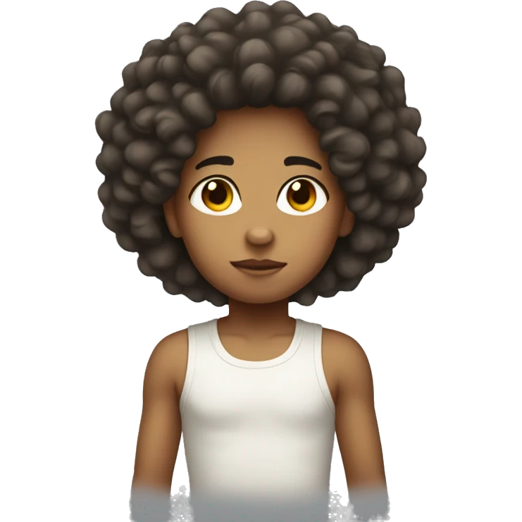 Kid with kinky hair light skin emoji