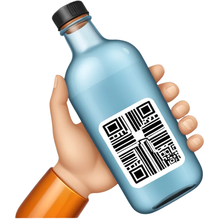 hand holding a phone over a bottle, barcode visible on the bottle, scanning implied, no text emoji