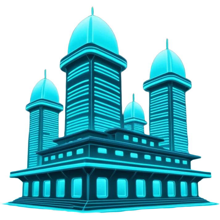 extraterrestrial futuristic otherworldly cyan bioluminescent neon-glowing building structures aesthetic scenery emoji