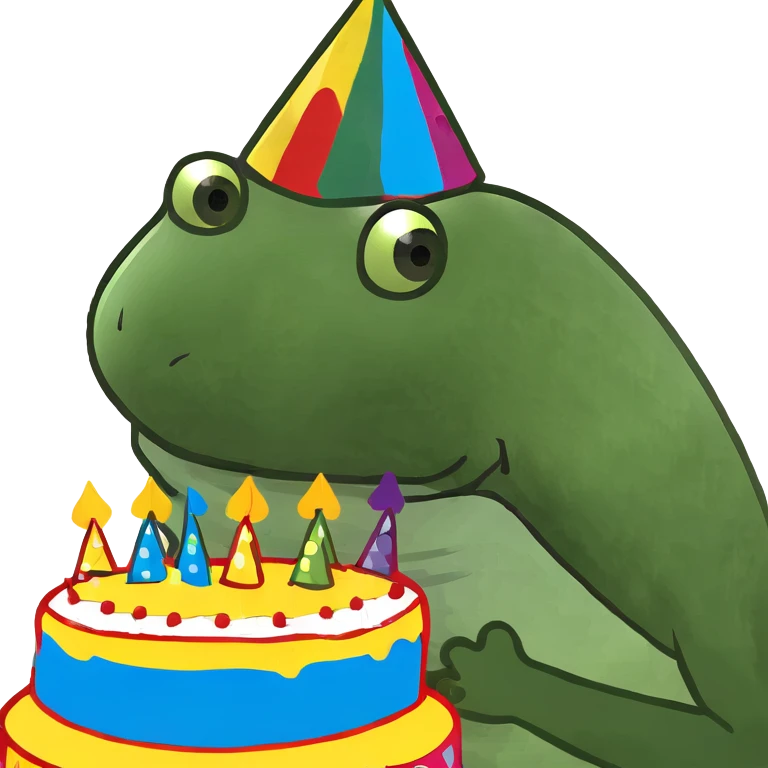 rainbow birthday cake with clouds landscape  emoji