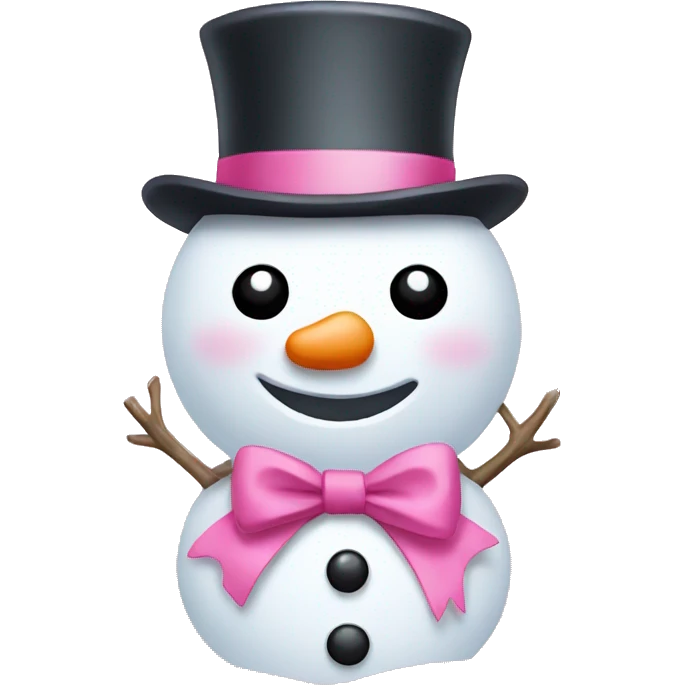 white snowman with pink bow emoji