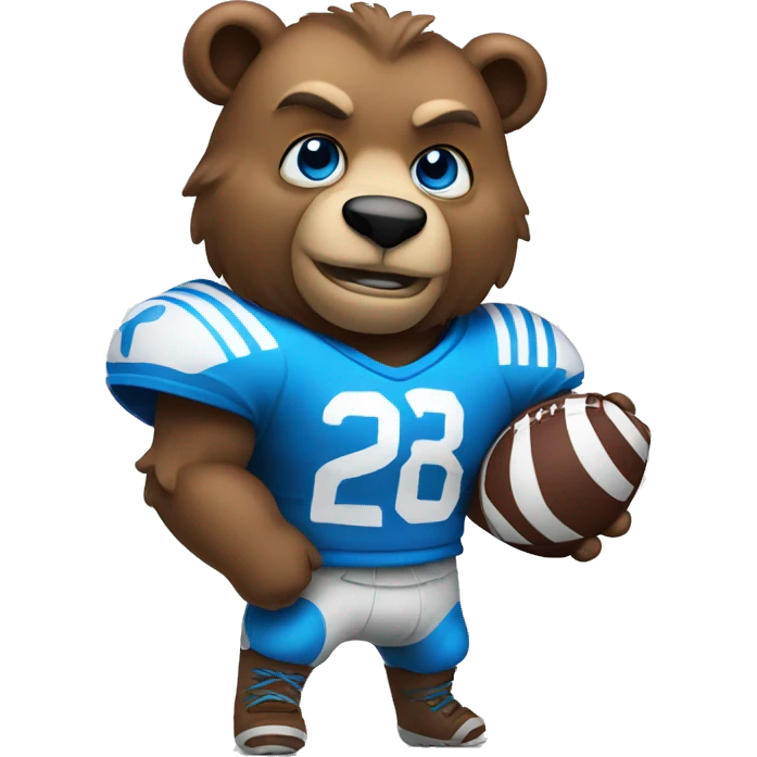 Warrior bear with blue eyes playing football emoji