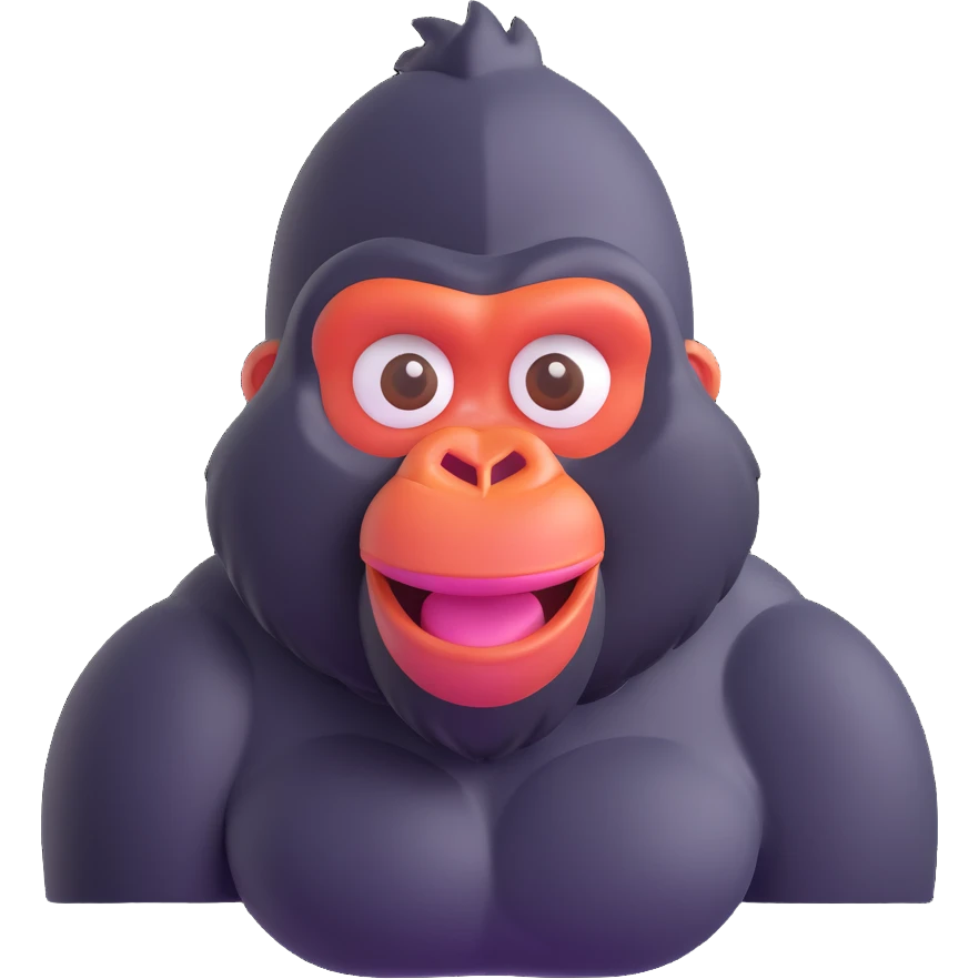 gorilla, 3D emoji style, soft shading, lively and expressive, suitable for app icon emoji
