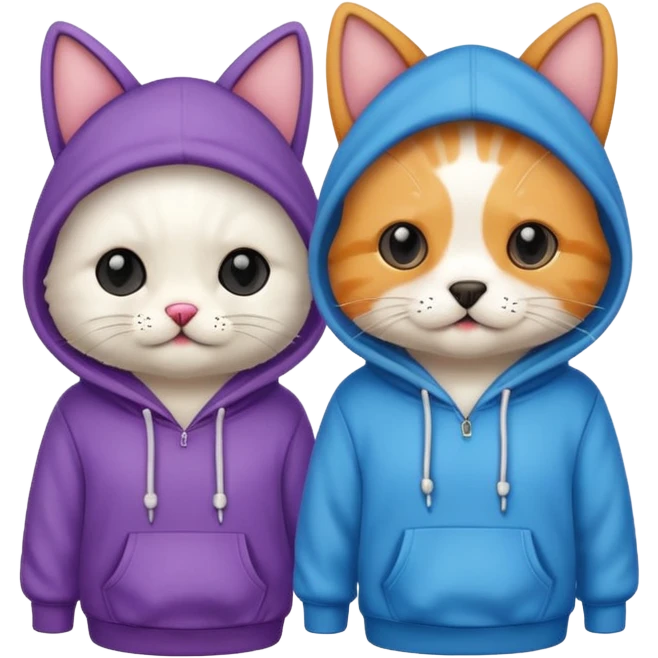 Cat and dog wearing hoodie emoji