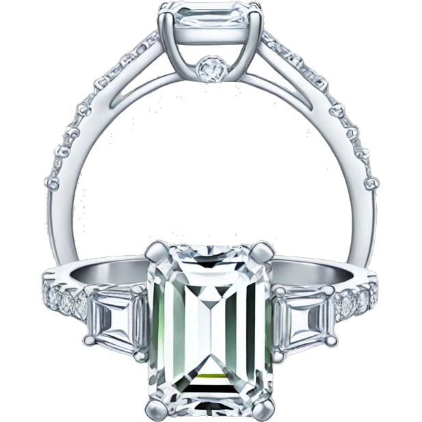 Silver emerald cut engagement ring emoji