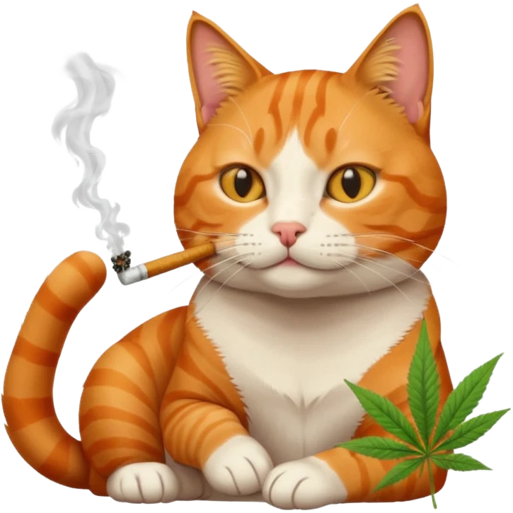 orange tabby cat smoking weed emoji