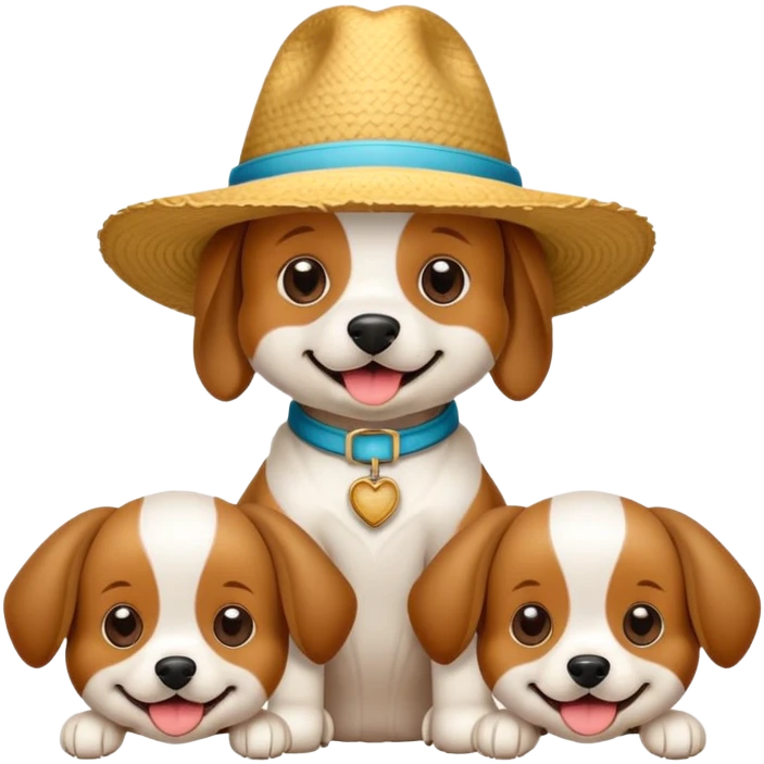 tres cachorros perro animado con sombrero mosquetero emoji