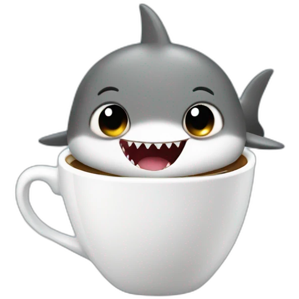 Baby shark with coffee emoji