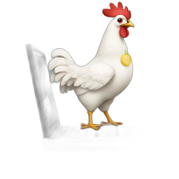 business chicken with laptop emoji