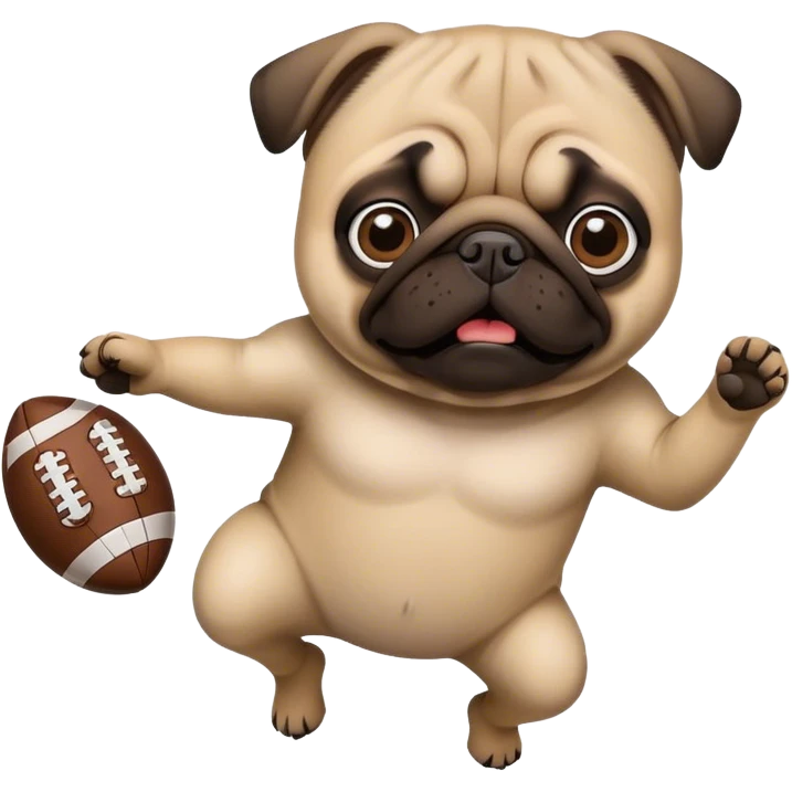 Pug throwing a football emoji