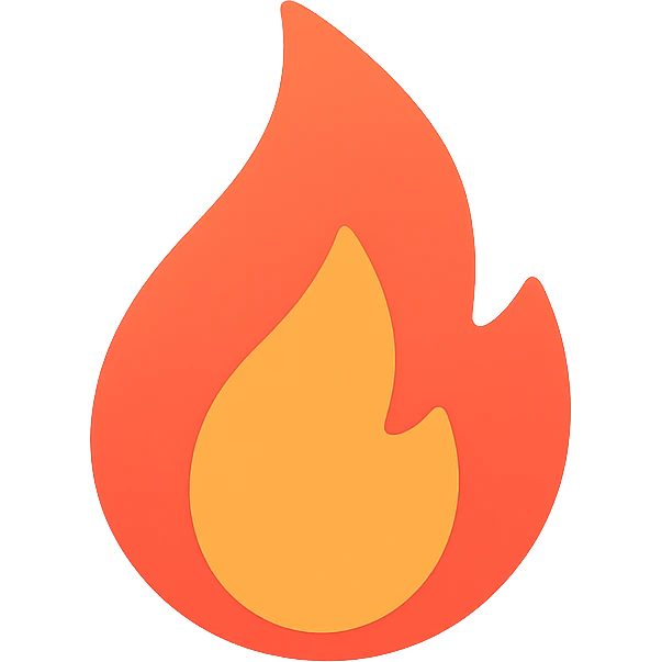 colorful icon of a flame with red and orange gradients emoji