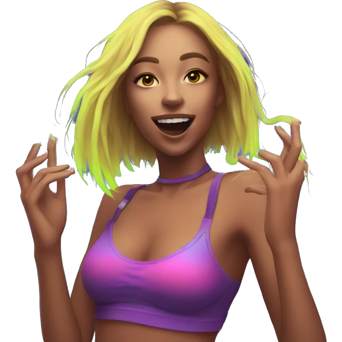 Rave party dancing neon smoking emoji