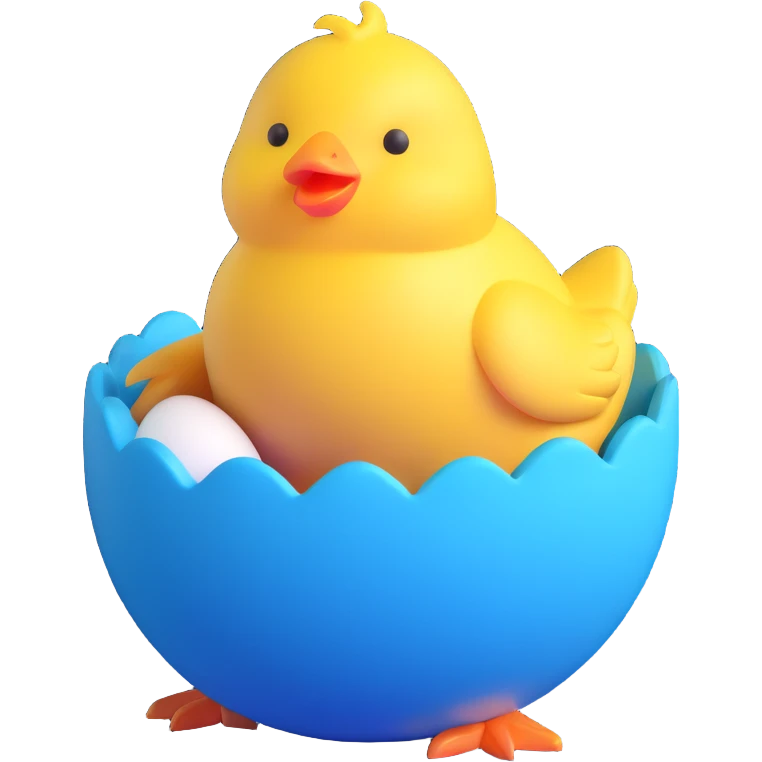 Cute yellow chick hatching from Easter egg emoji