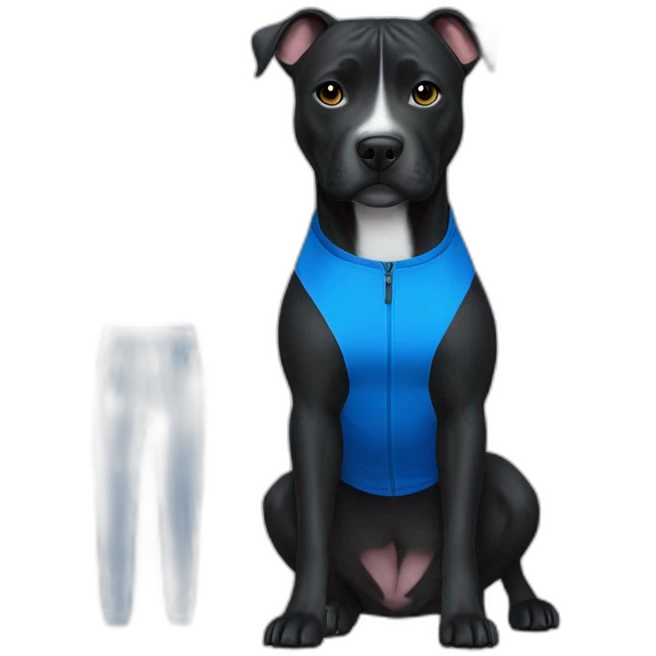 Black Staffy wearing blue sport clothes  emoji