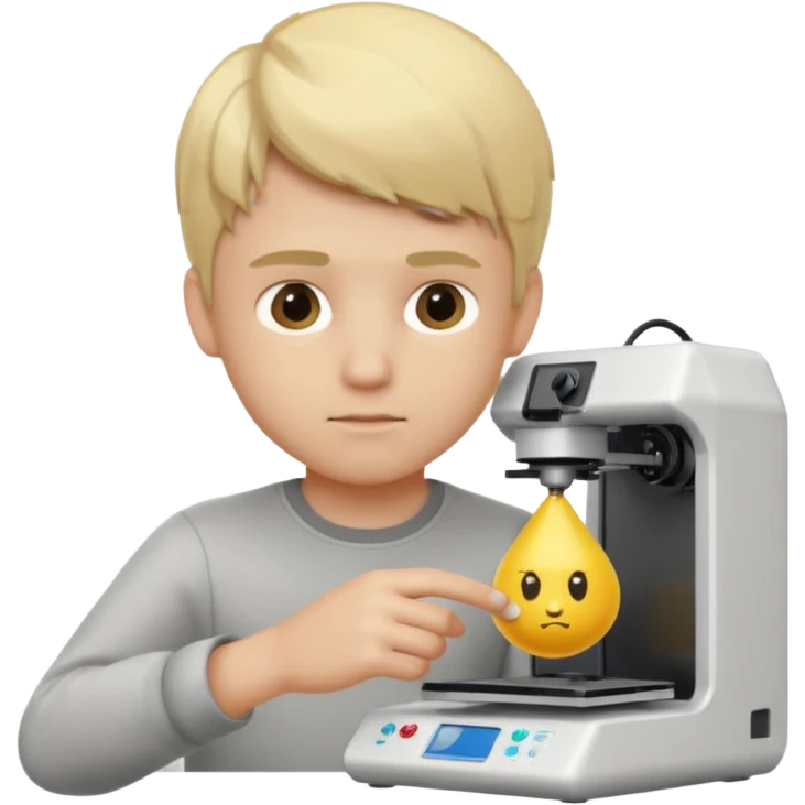 Boy with blonde hair using 3D Printer emoji