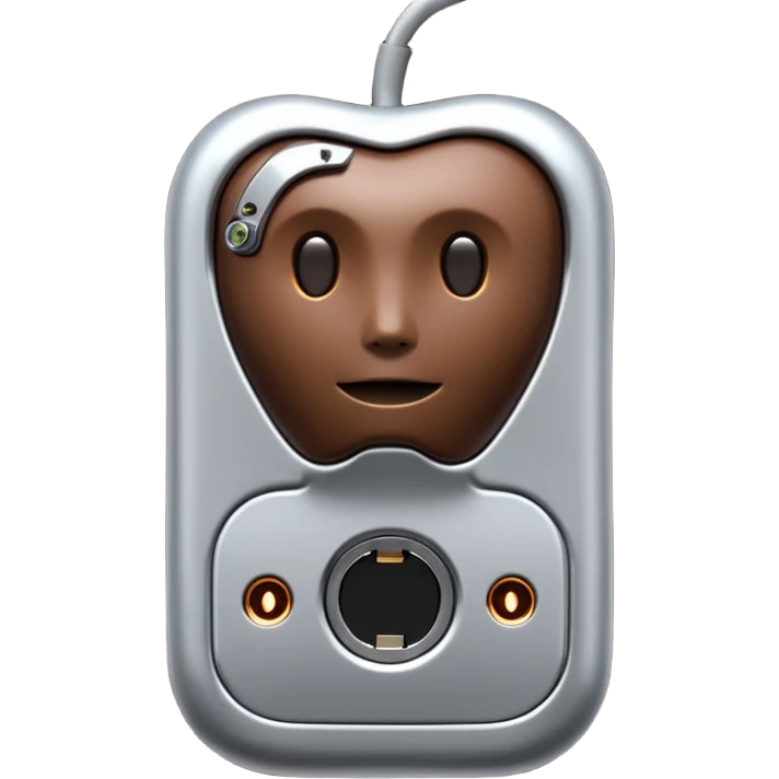 3D render of Data Port, futuristic cyborg aesthetic, fusion of organic skin and chrome metal, metallic socket embedded in dark brown skin, exposed wiring, Apple emoji style, isolated on white background --v 6.0. emoji
