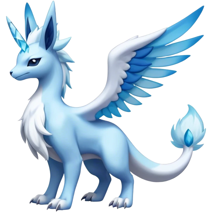 Lugia-suicune-Glaceon-hybrid, full body emoji