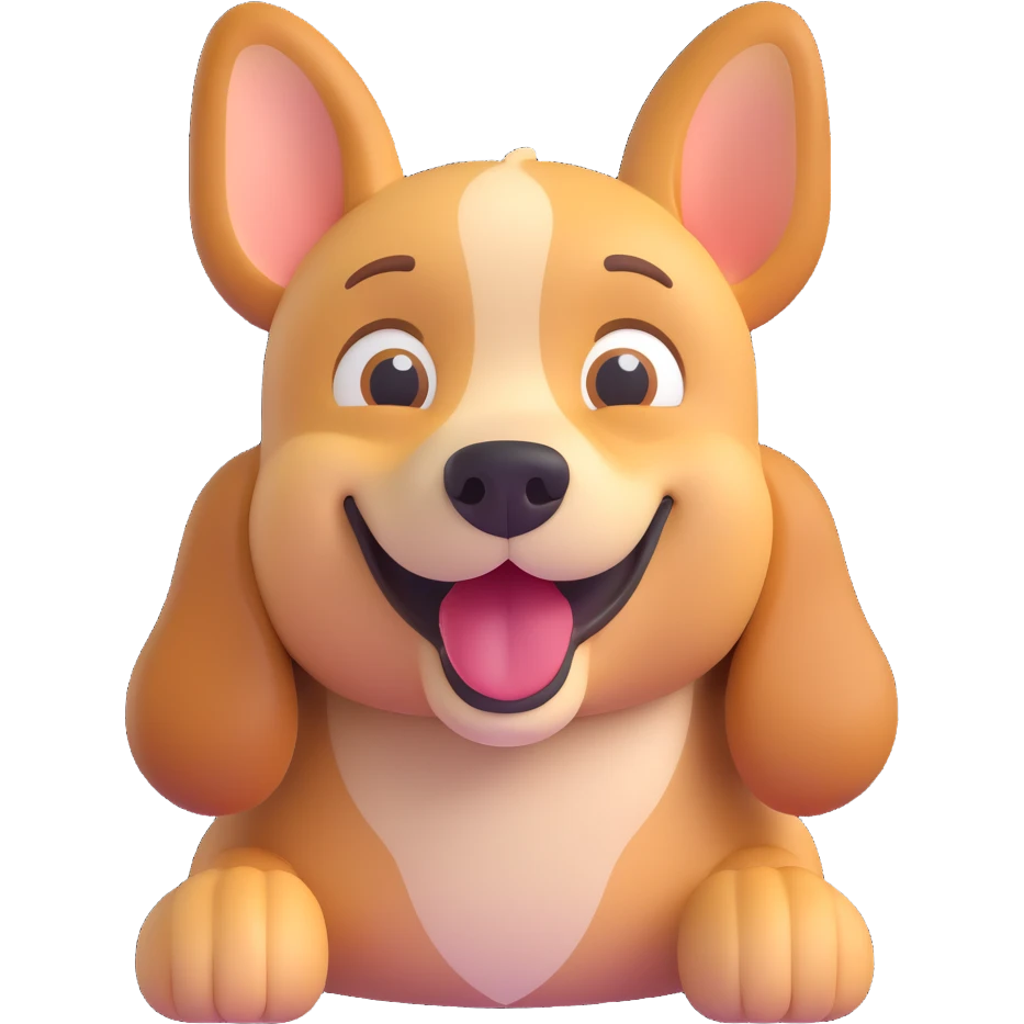 animated 3D emoji of a happy dog emoji