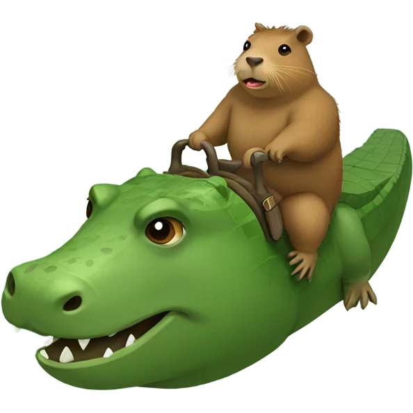 Capybara riding an alligator emoji