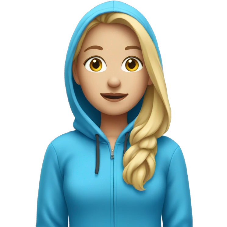 blonde girl wearing a blue hoodie emoji