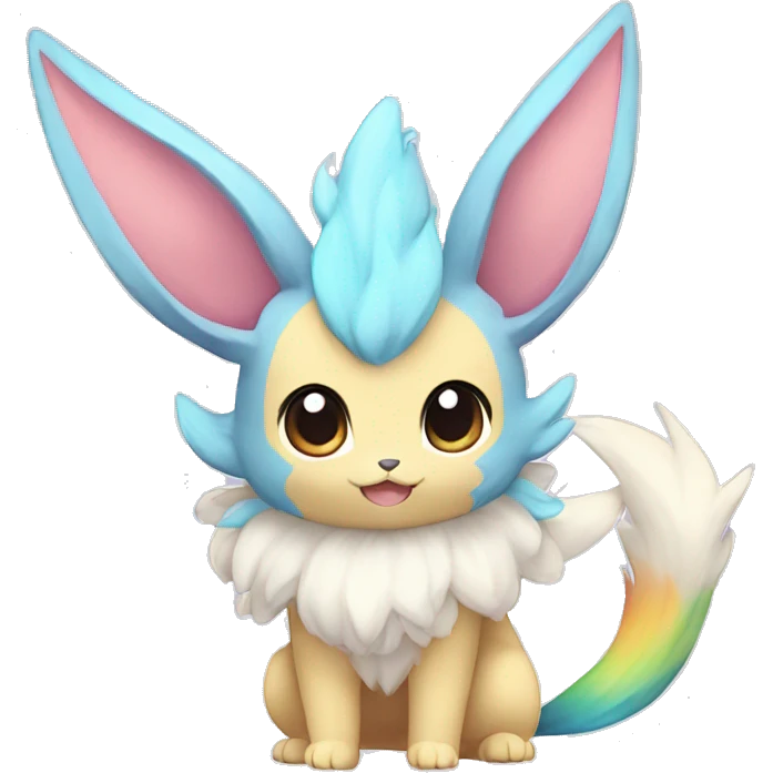Colorful Pastel Kawaii Eeveelution-Cute-Pokémon-fusion full body emoji