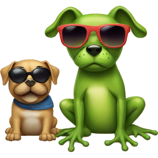 Frog and dog with sunglasses emoji