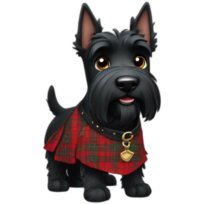 Black Scottish terrier wearing kilt emoji