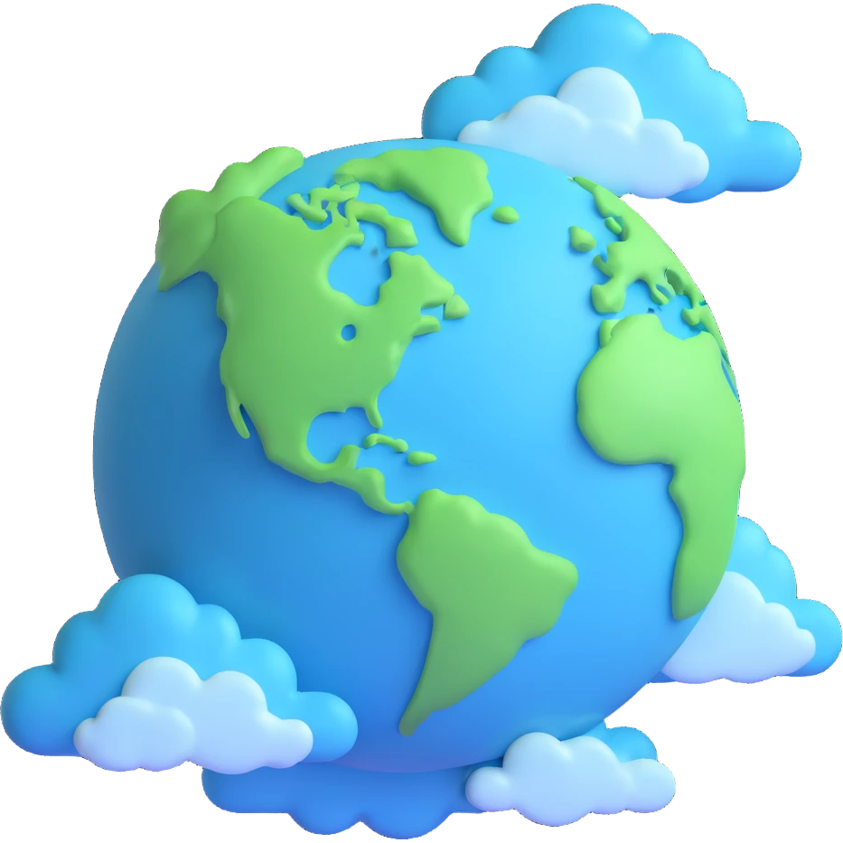 Earth from space, blue and green with clouds emoji