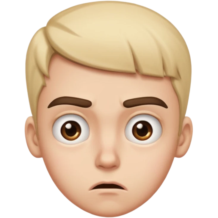 I need you to make an emoji of the gen z stare (young person like 20 yro’, like confusion, disgusted and kinda bored, it has to be very confused and disgusted, make the eyebrows very expressive, make one up and one down  emoji