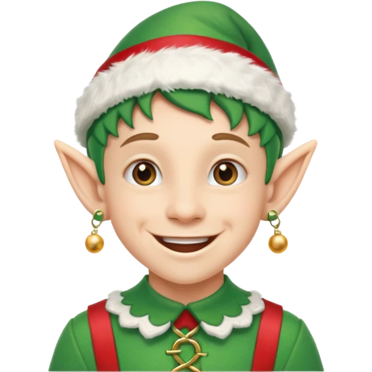 duende navideño con una sonrisa amplia y ortodoncia emoji