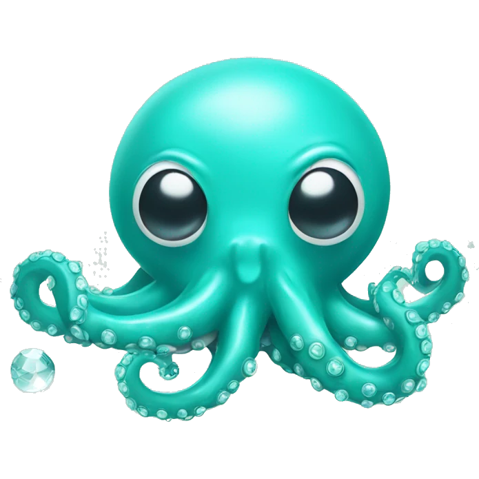 Turquoise cute octopus with surgical mask and crystal ball emoji