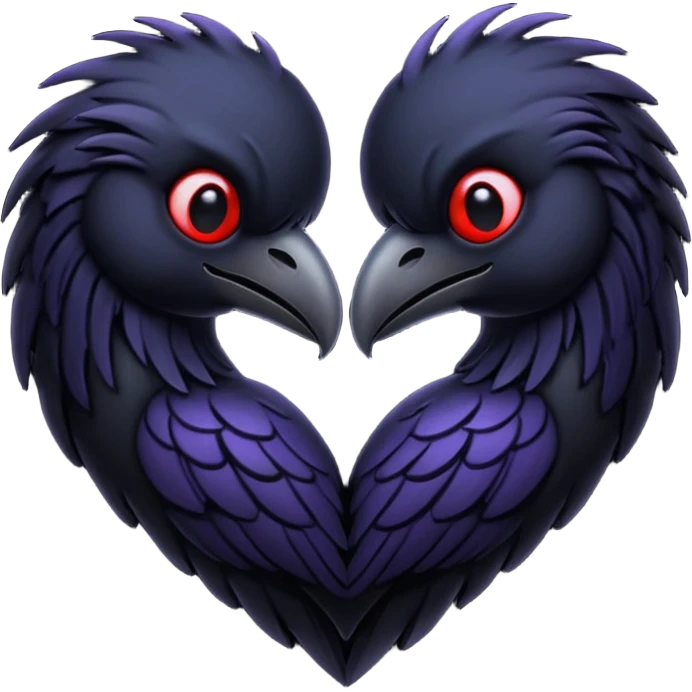 emo heart with night sky and dark ravens emoji