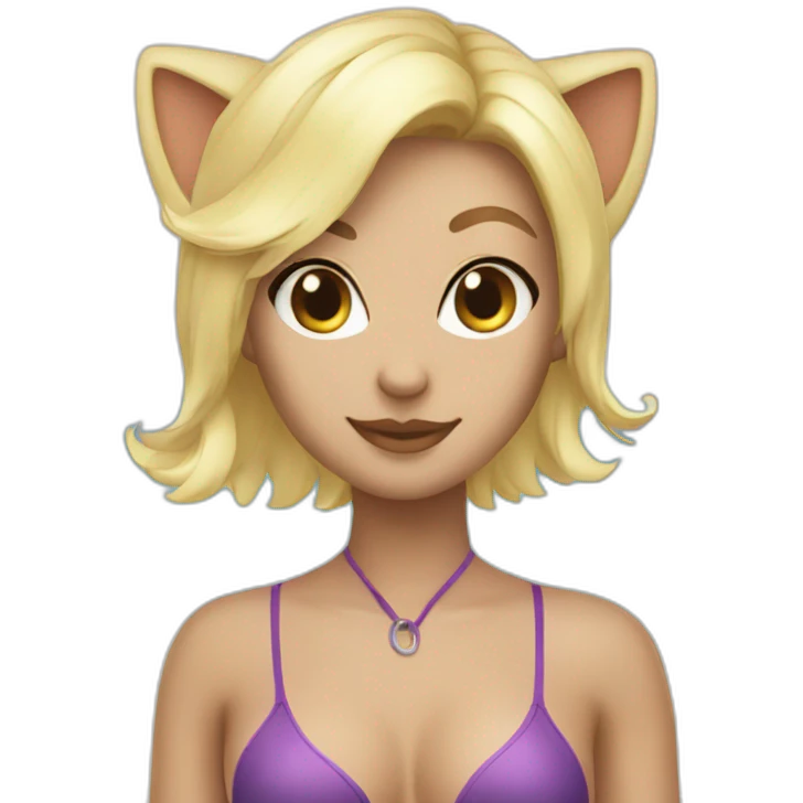 hot catgirl blonde swim suit emoji