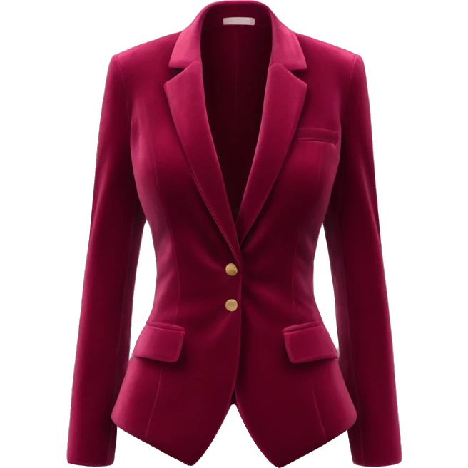 Realistic isolated open wine color velvet feminine fashion blazer jacket.  emoji