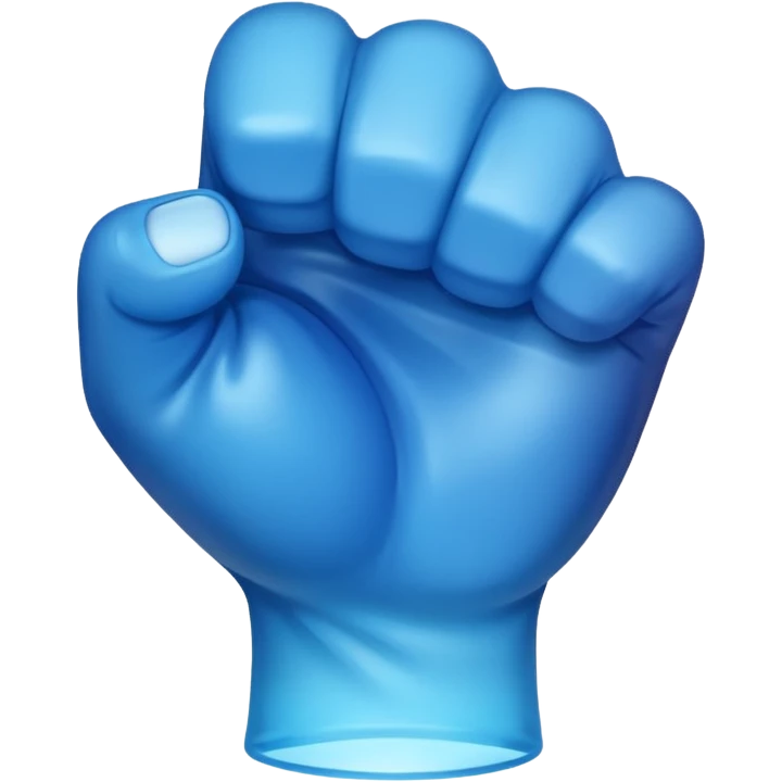 Give me a punching emoji with a blue gradient and transparency, No face, just a fist, With the effect of glass and transparency emoji
