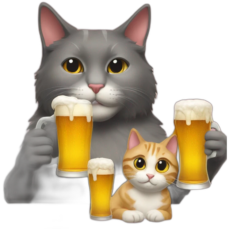 a cat drinking à beer with his 3 girlfriend emoji