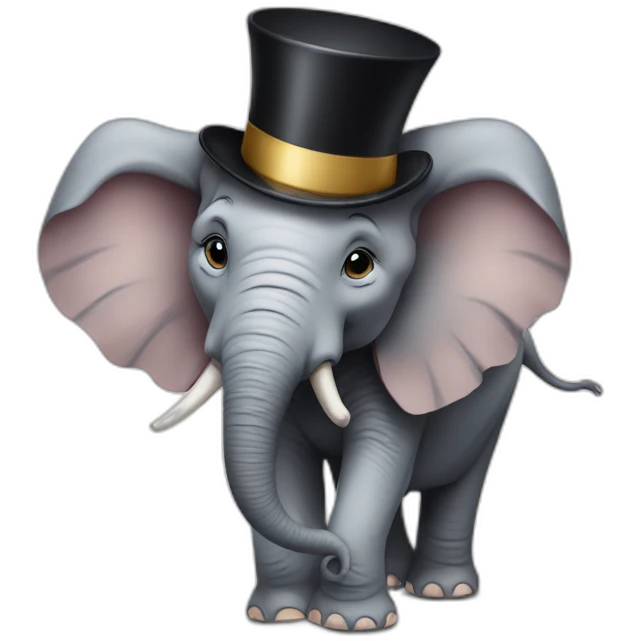 an elephant with a top hat emoji