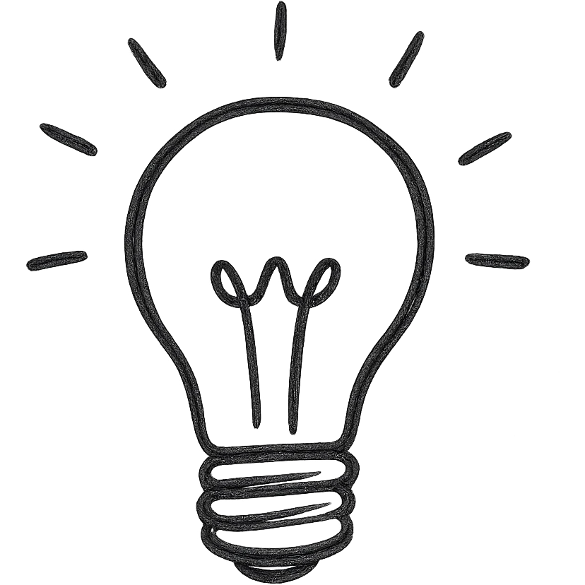bulb icon, hand drawn outline, sketchy look emoji