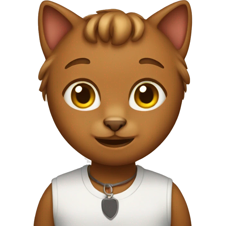 A brown cat with its owner emoji