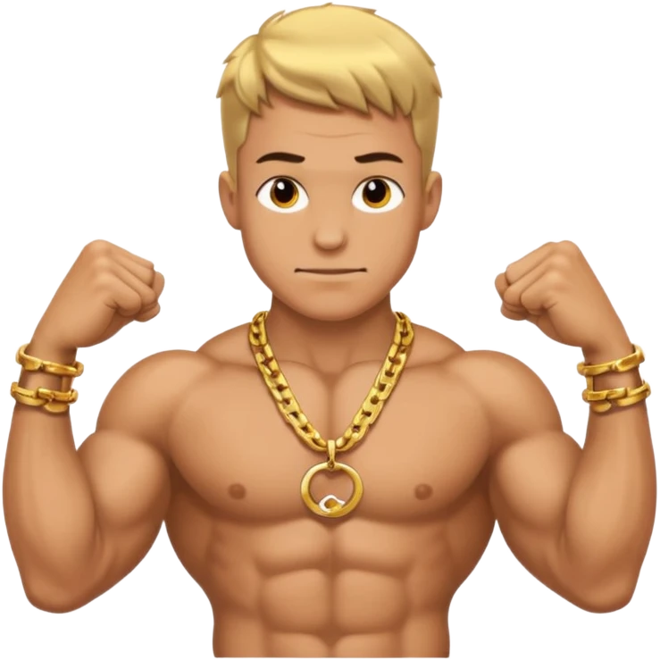smug muscular shirtless german flexing with gold chain emoji