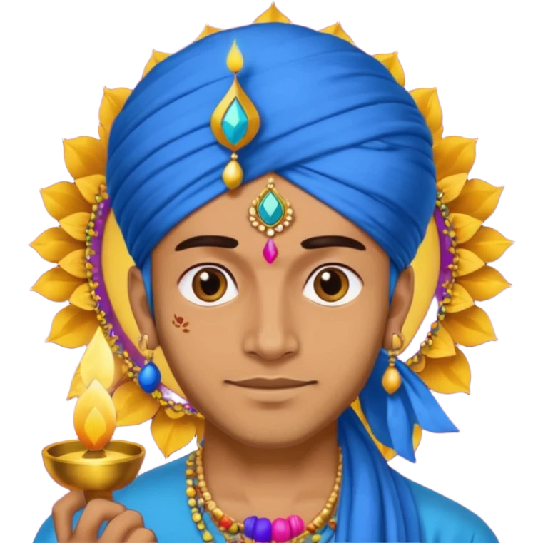 diwali man with blue turban and diwali emoji