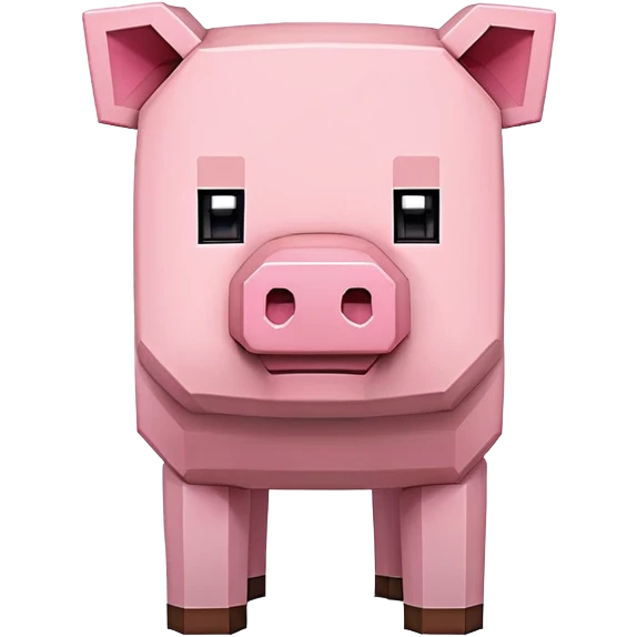 Minecraft pig, full body, pink blocky animal with square head emoji