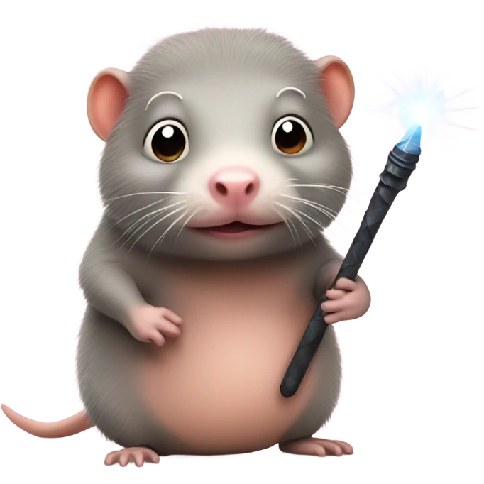 Naked mole rat holding a magic wand and a tutu emoji