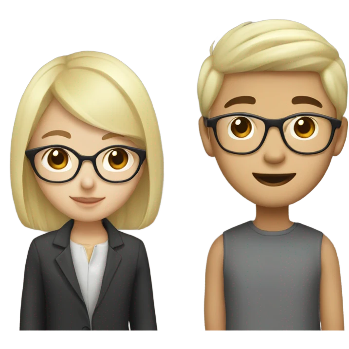 Blonde Pretty Asian girl and Asian boy with glasses birthday emoji
