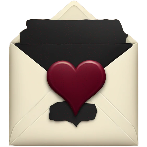 black envelope with burgundy wax heart seal emoji