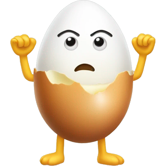 Boiled egg with arms and legs emoji